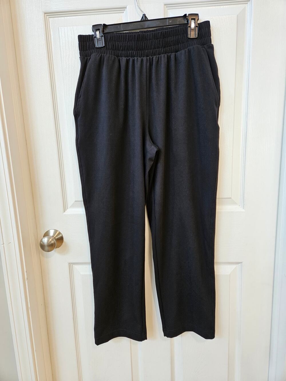 Yogalicious Lux Zenith Straight Leg Pants Womens Large Black Stretch Yoga Lounge